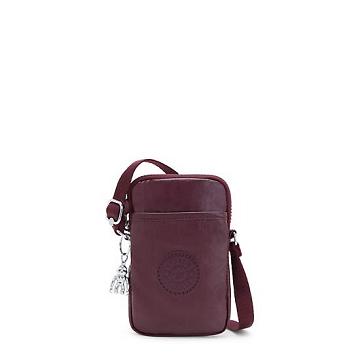 Kipling Tally Metallic Crossbody Phone Bag Burgundy Lacquer | CA 1370YX